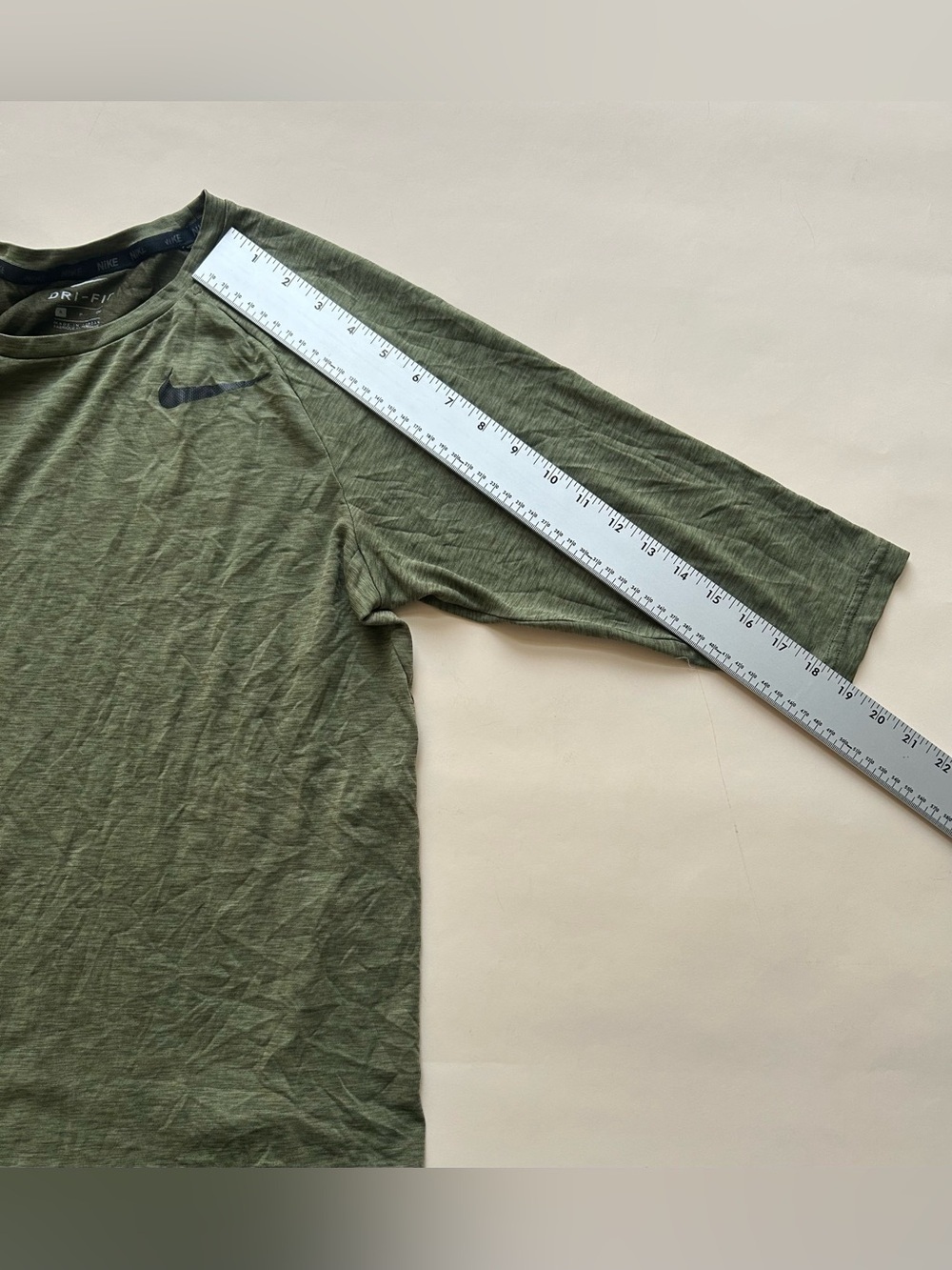 Nike Olive Crew Long Sleeve Shirt - Dark Green size s - Picture 7 of 9